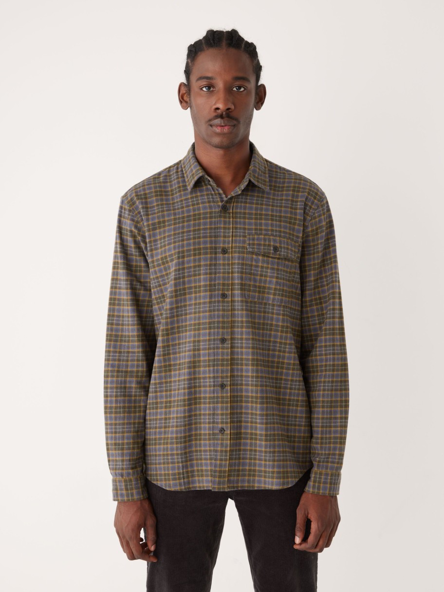 Men Frank And Oak Shirts & Polo Shirts | The Kapok Flannel Shirt In Nightshadow Blue