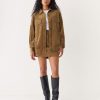 Women Frank And Oak Blazers & Overshirts | The Corduroy Bomber Jacket In Amber Brown