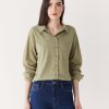 Women Frank And Oak Blouses & Shirts | The Fluid Long Sleeve Blouse In Weeping Willow