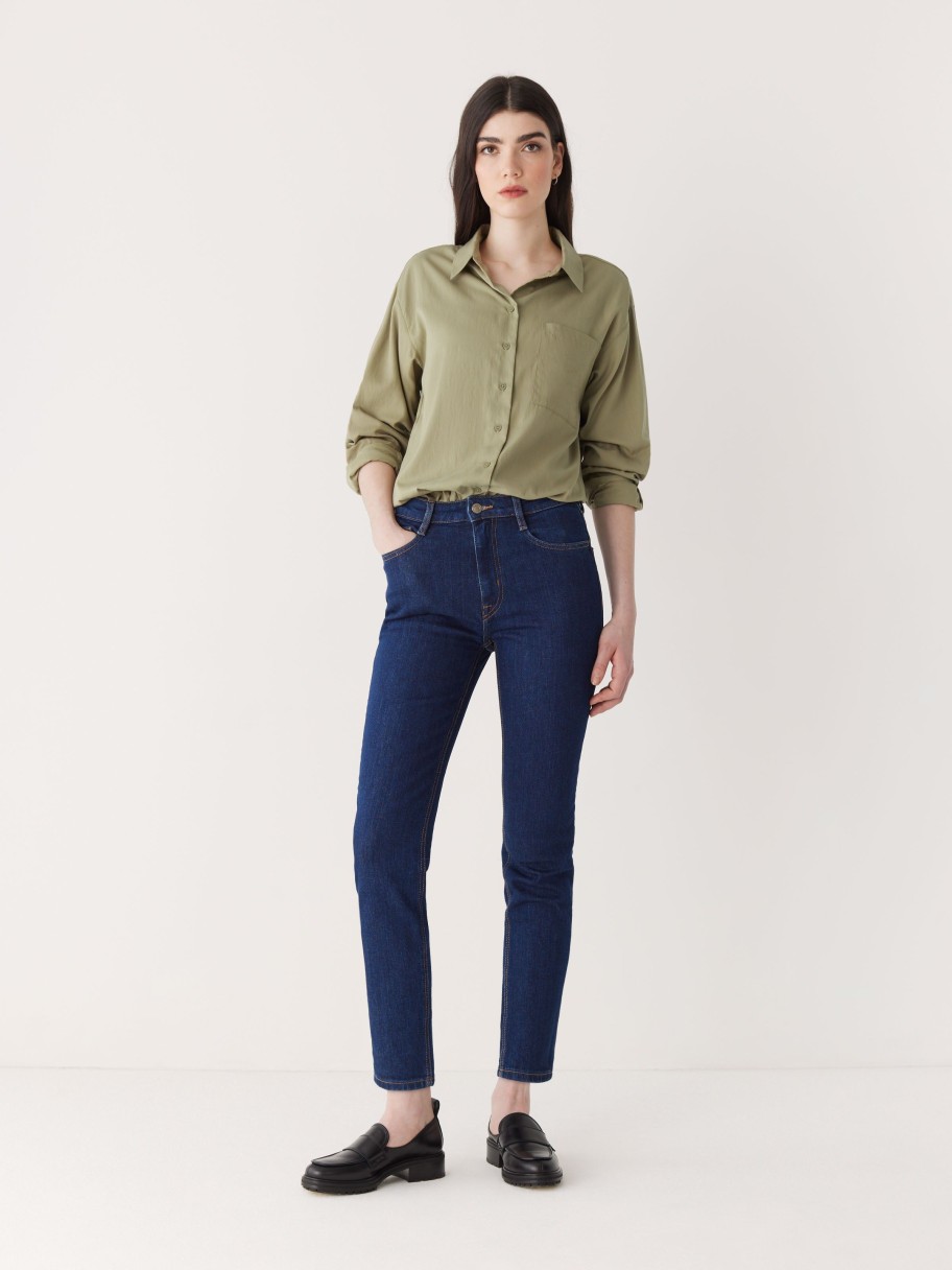 Women Frank And Oak Blouses & Shirts | The Fluid Long Sleeve Blouse In Weeping Willow