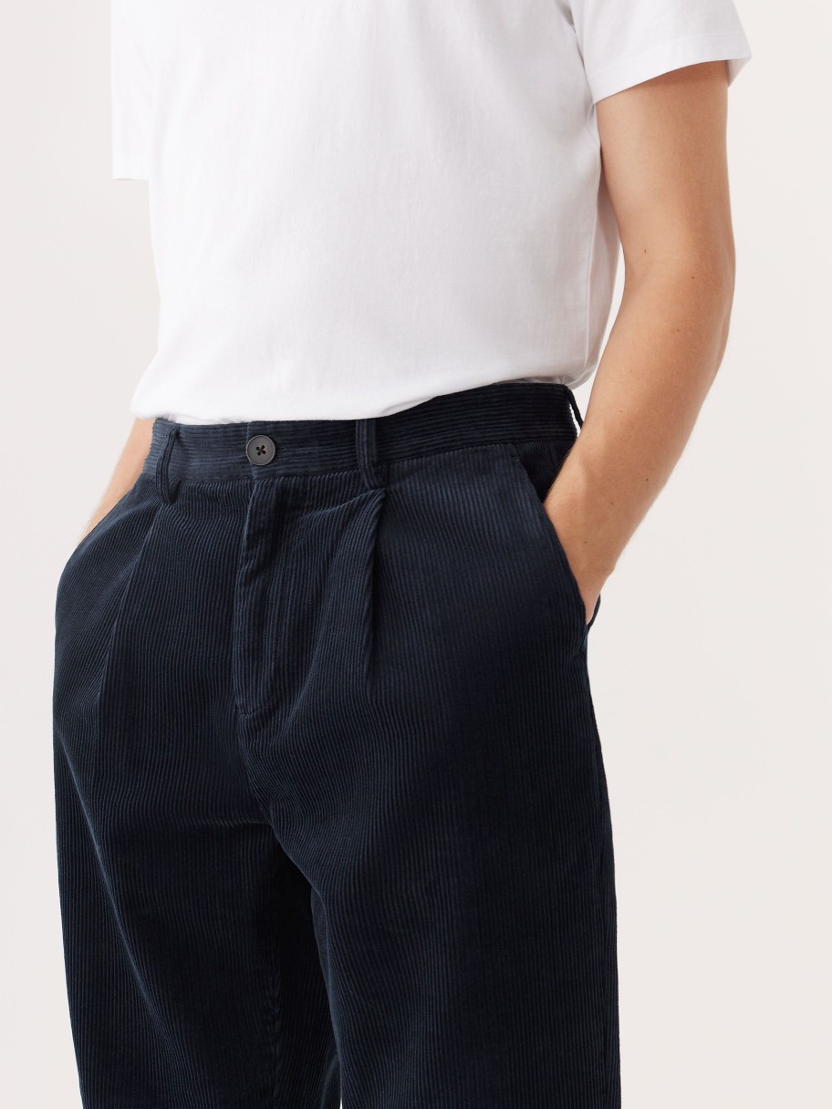 Men Frank And Oak Pants | The Jamie Relaxed Tapered Fit Corduroy Pant In Deep Blue