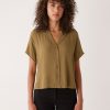 Women Frank And Oak Blouses & Shirts | The Camp Collar Blouse In Amber Brown