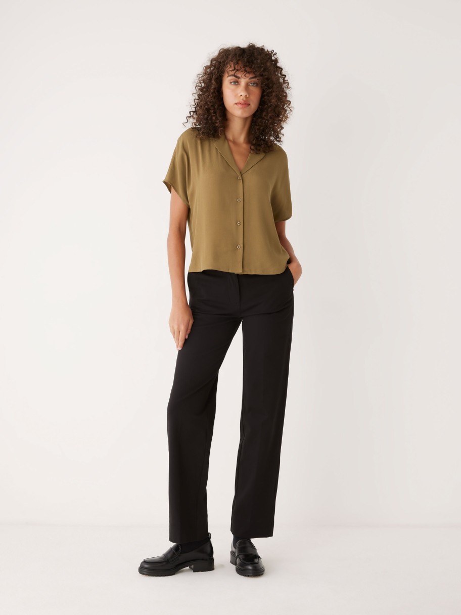 Women Frank And Oak Blouses & Shirts | The Camp Collar Blouse In Amber Brown