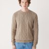 Men Frank And Oak Sweaters & Cardigans | The Organic Cotton Cable Sweater In Sand