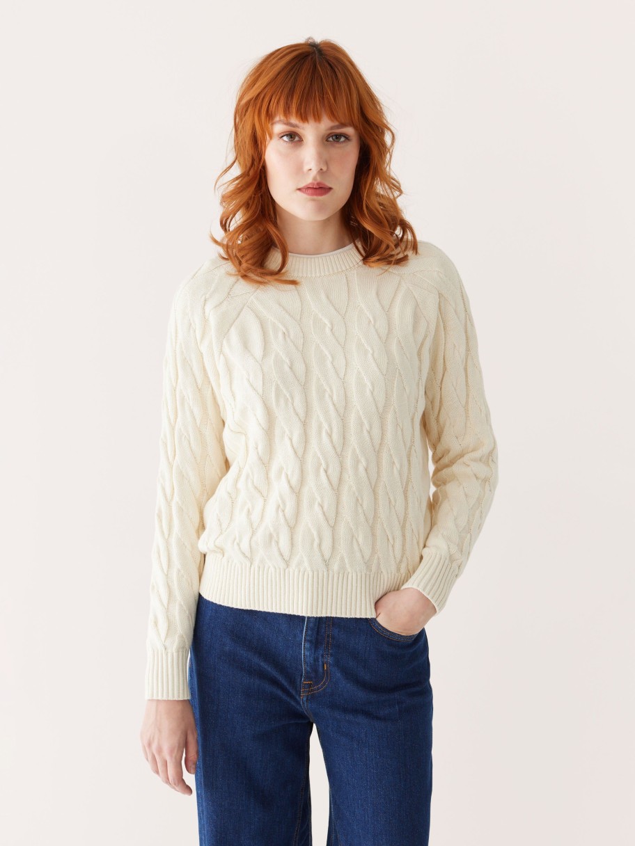 Women Frank And Oak Sweaters & Cardigans | The Cable Knit Sweater In Beige