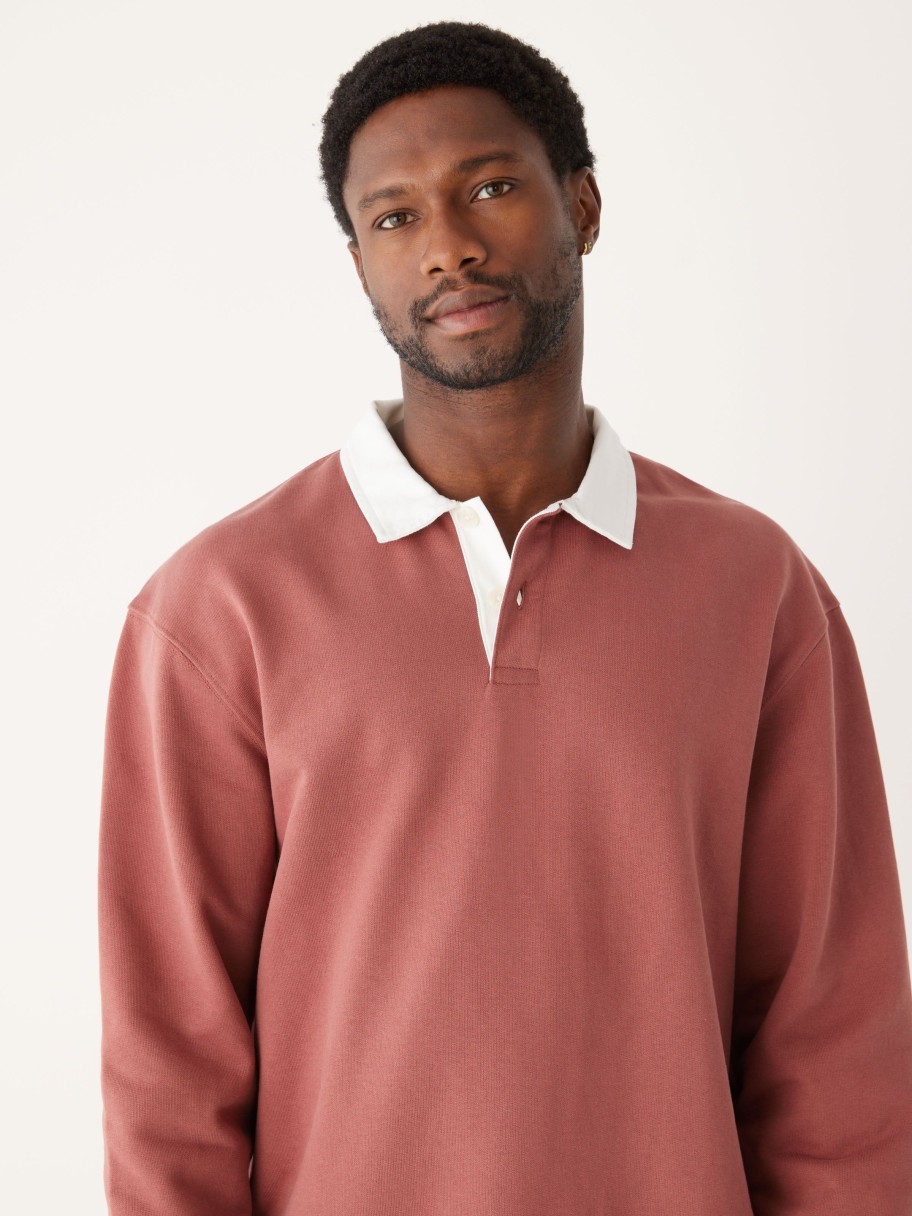 Men Frank And Oak Sweaters & Cardigans | The Rugby Polo Sweatshirt In Soft Saffron