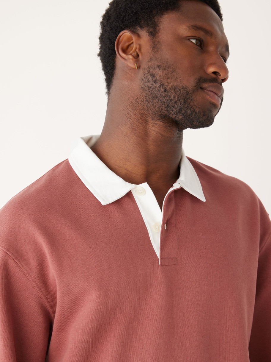 Men Frank And Oak Sweaters & Cardigans | The Rugby Polo Sweatshirt In Soft Saffron