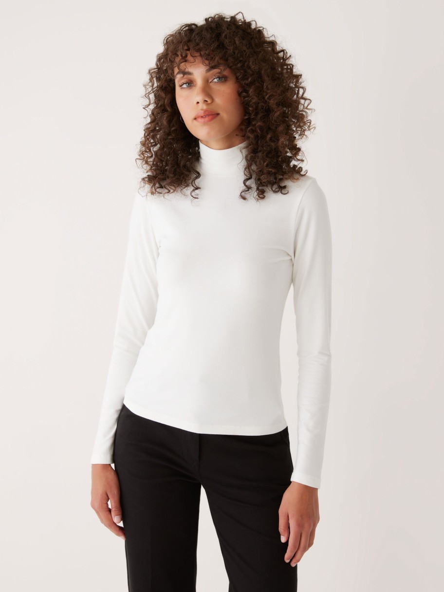 Women Frank And Oak T-Shirts & Tops | The Essential Long Sleeve Mockneck In White