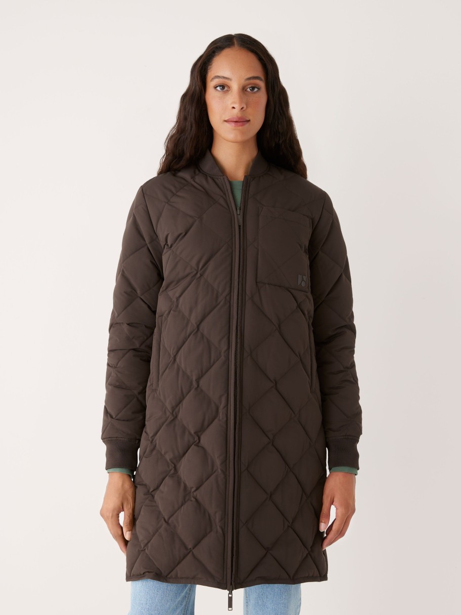 Women Frank And Oak Jackets & Coats | The Skyline Reversible Maxi Bomber In Espresso