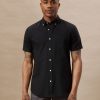 Men Frank And Oak Shirts & Polo Shirts | The Short-Sleeved Jasper Oxford Shirt In Black