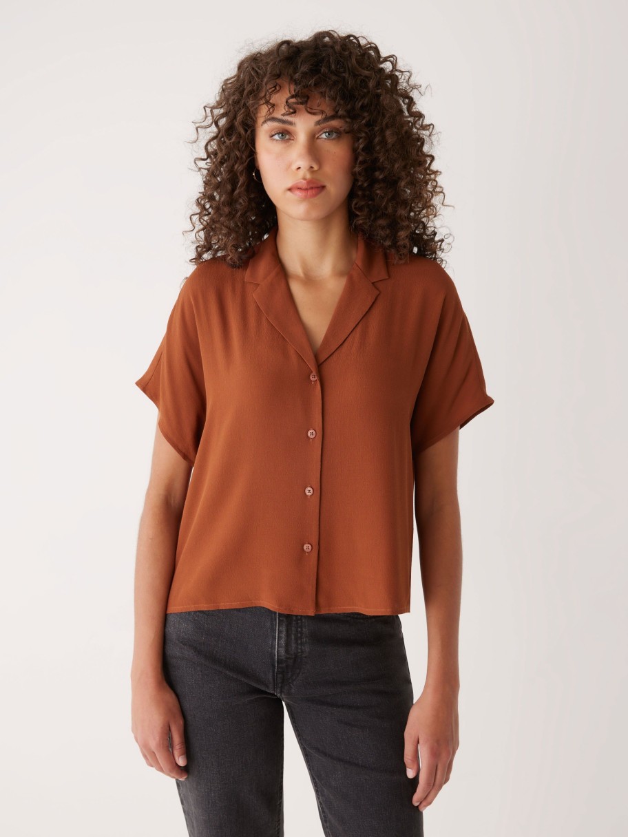 Women Frank And Oak Blouses & Shirts | The Camp Collar Blouse In Smoked Paprika