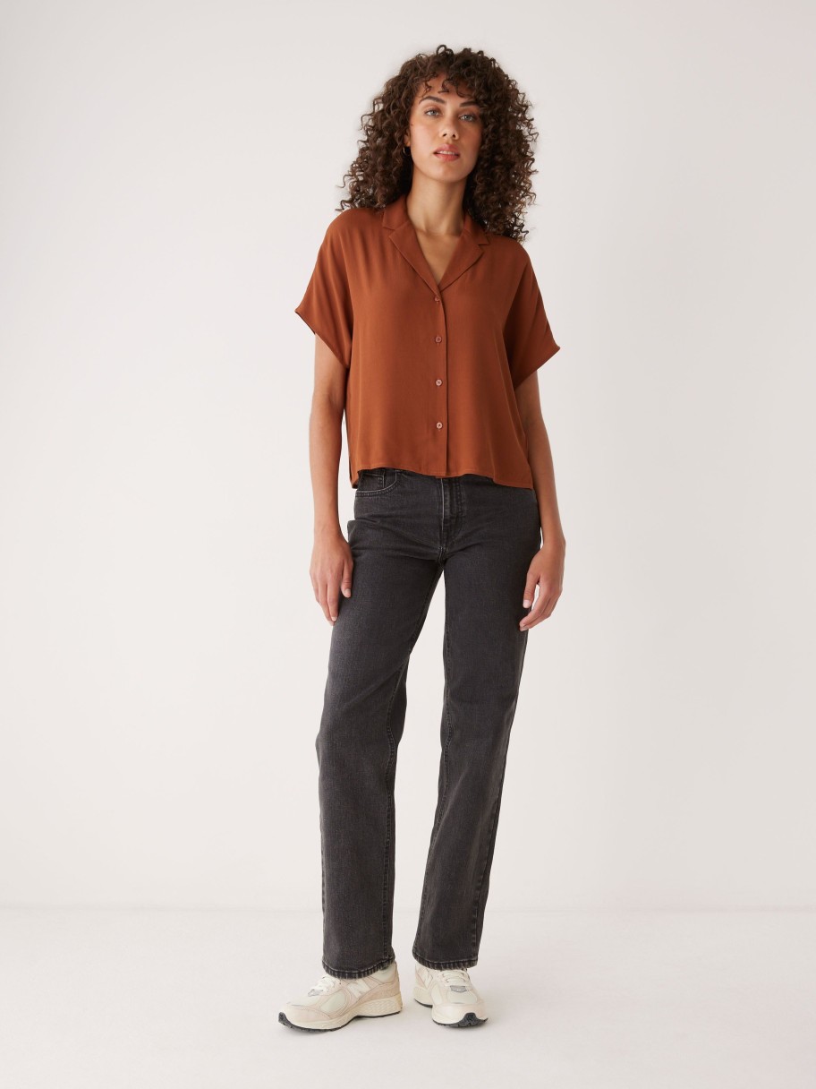 Women Frank And Oak Blouses & Shirts | The Camp Collar Blouse In Smoked Paprika