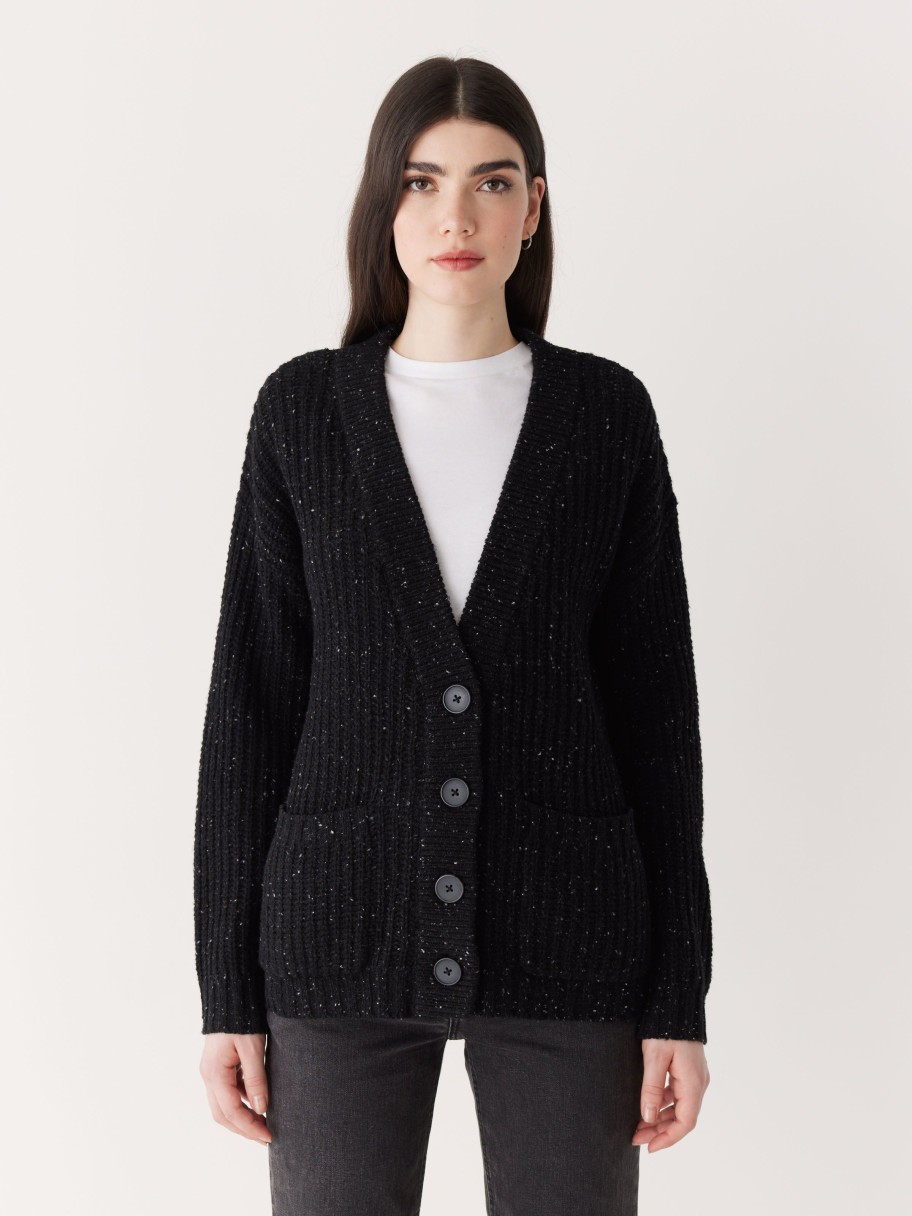 Women Frank And Oak Sweaters & Cardigans | The Comfort Donegal Cardigan In Black