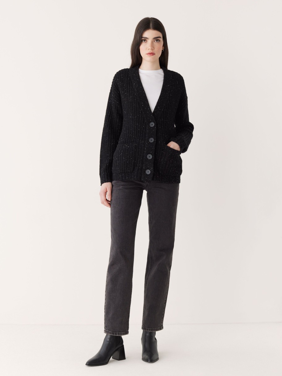 Women Frank And Oak Sweaters & Cardigans | The Comfort Donegal Cardigan In Black