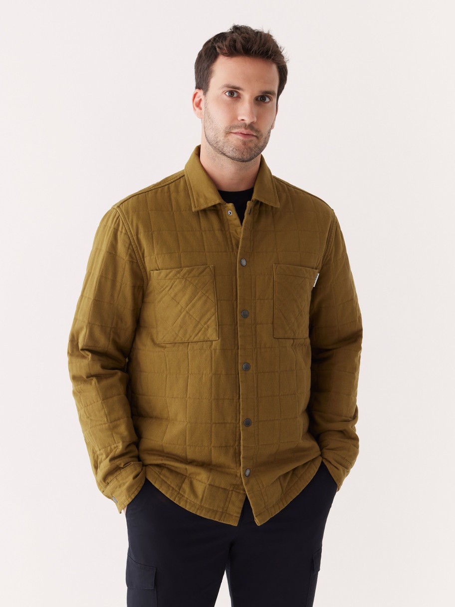 Men Frank And Oak Blazers & Overshirts | The Quilted Overshirt In Butternut