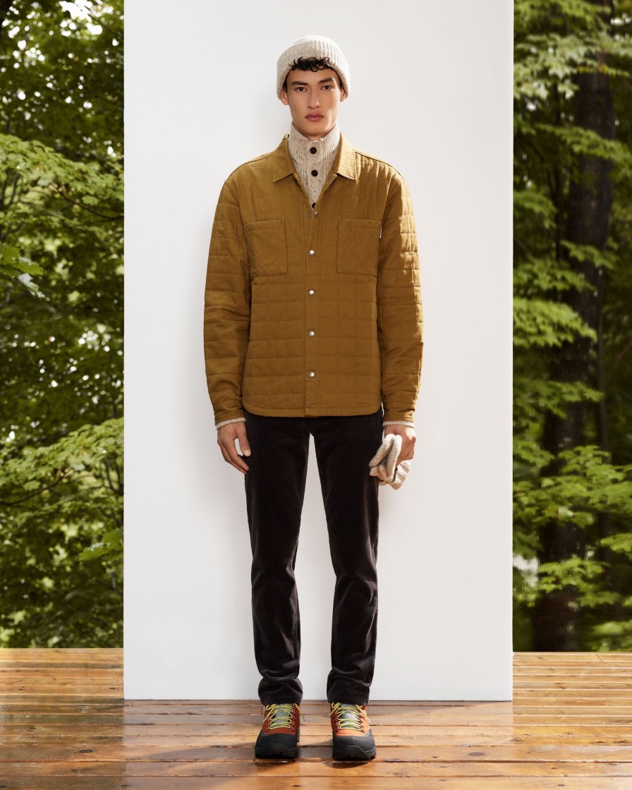 Men Frank And Oak Blazers & Overshirts | The Quilted Overshirt In Butternut