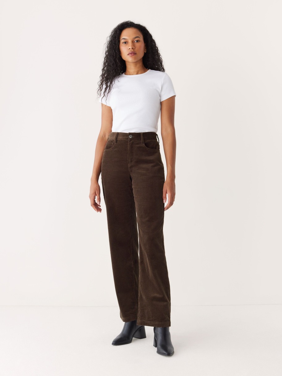 Women Frank And Oak Pants | The Annie Straight Corduroy Pant In Dark Brown