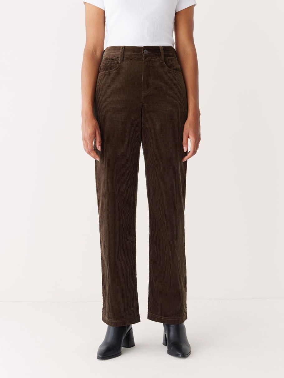 Women Frank And Oak Pants | The Annie Straight Corduroy Pant In Dark Brown