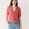 Women Frank And Oak Blouses & Shirts | The Fluid Camp Collar Blouse In Hibiscus Red