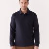 Men Frank And Oak Shirts & Polo Shirts | The Long Sleeve Rugby Polo In Night Sky Blue