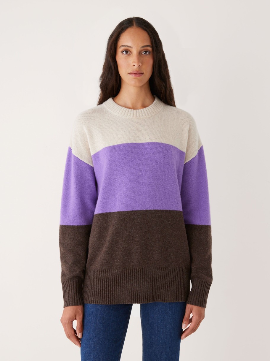 Women Frank And Oak Sweaters & Cardigans | The Comfort Colour Block Sweater In Ultraviolet