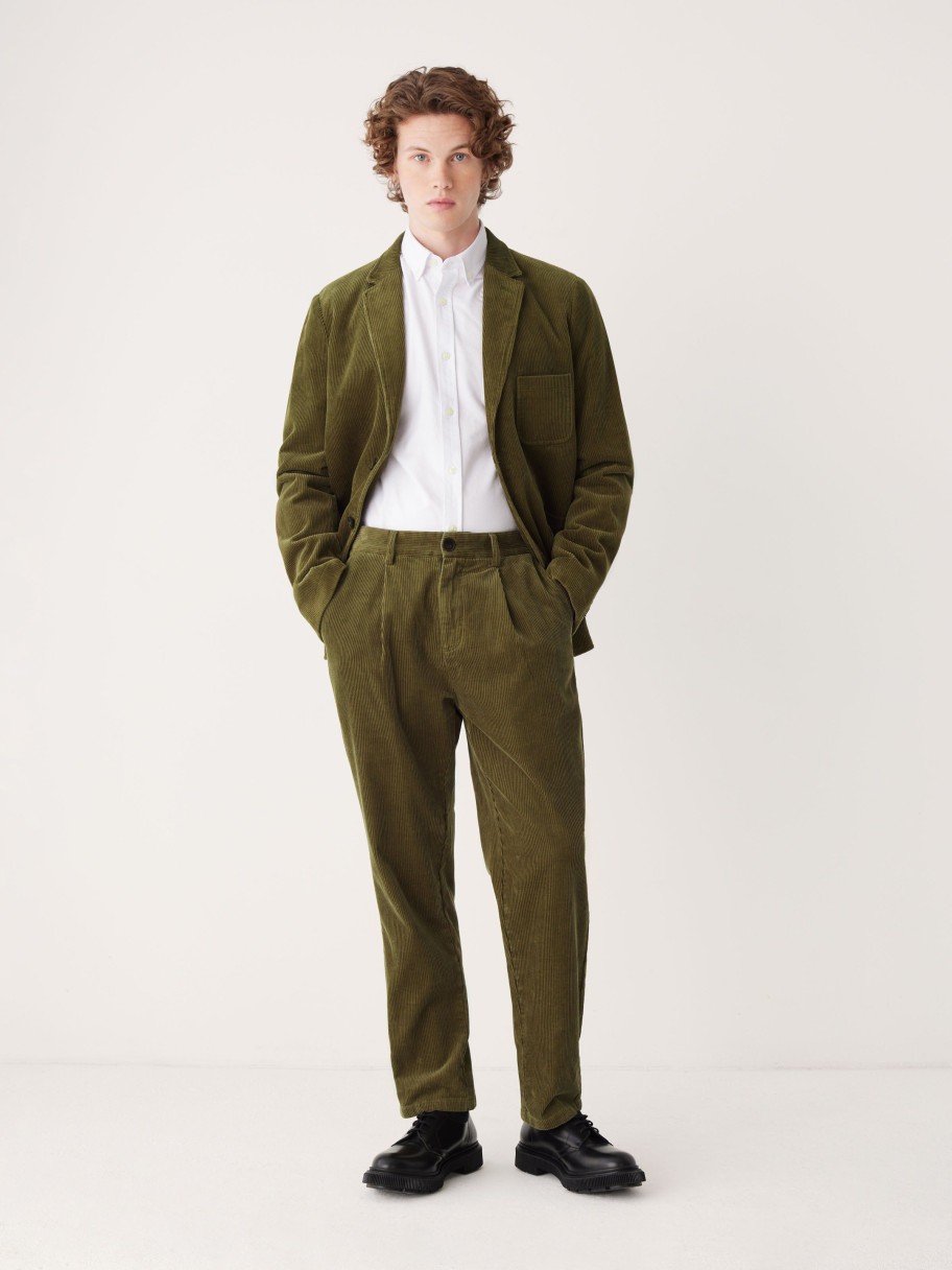 Men Frank And Oak Pants | The Jamie Relaxed Tapered Fit Corduroy Pant In Dark Olive