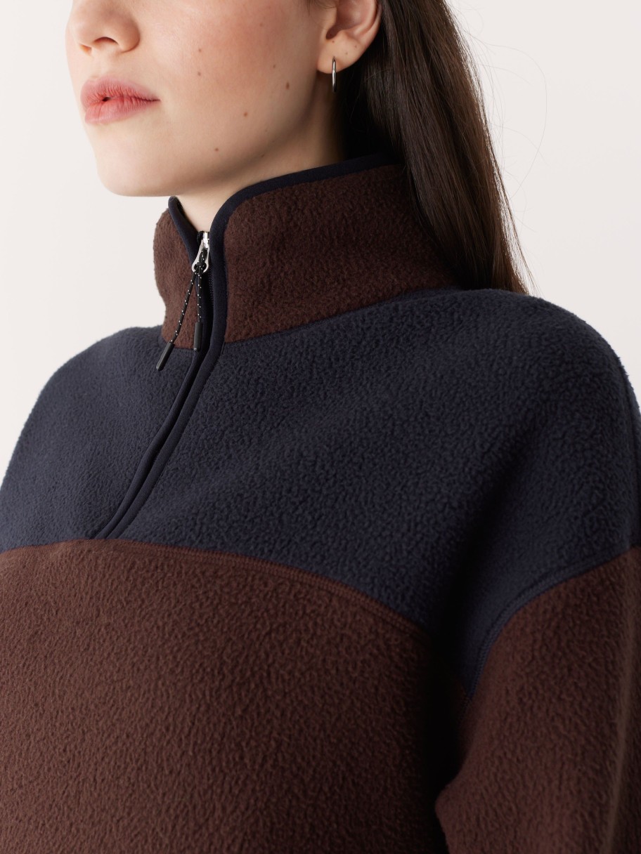 Women Frank And Oak Sweaters & Cardigans | The Axis Polar Fleece Pullover In Burgundy