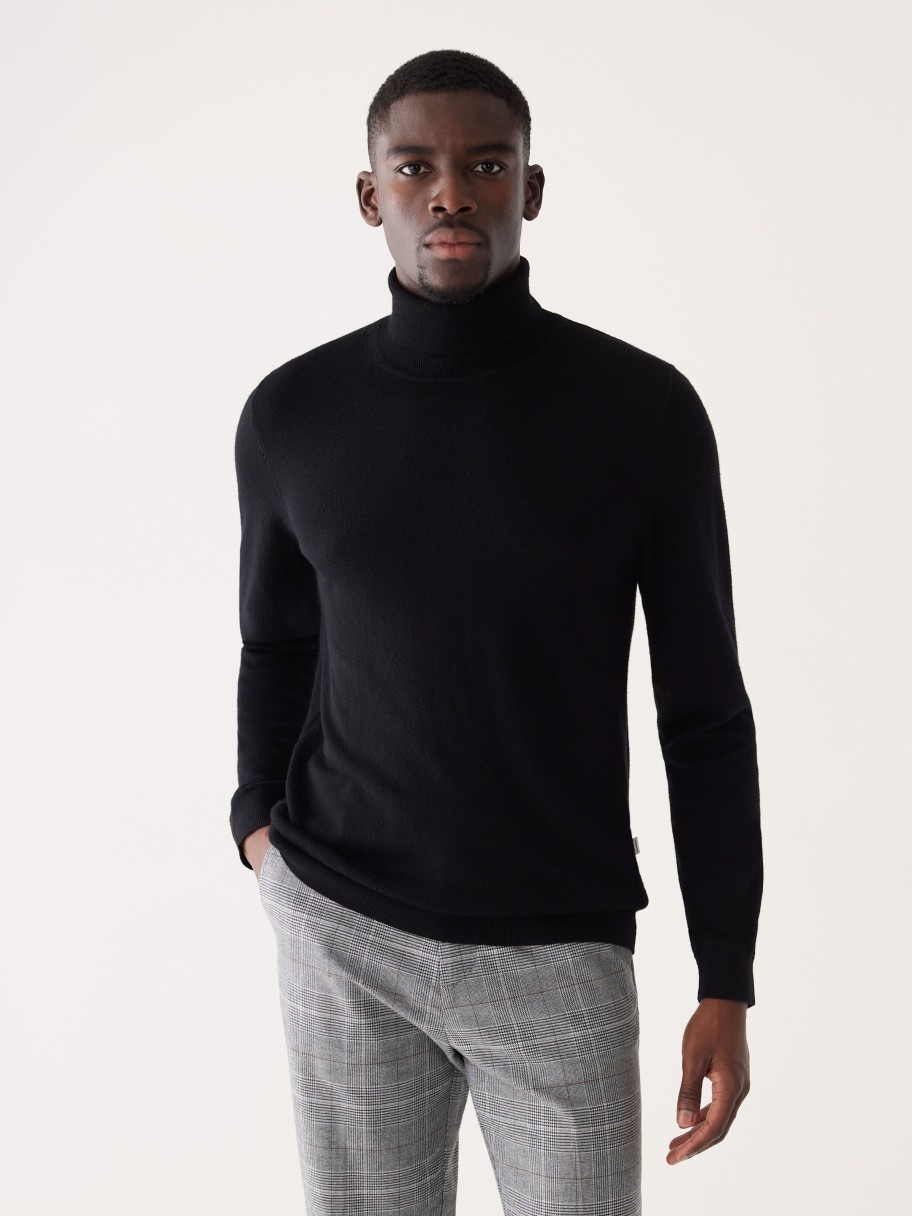 Men Frank And Oak Sweaters & Cardigans | The Merino Wool Turtleneck Sweater In Black