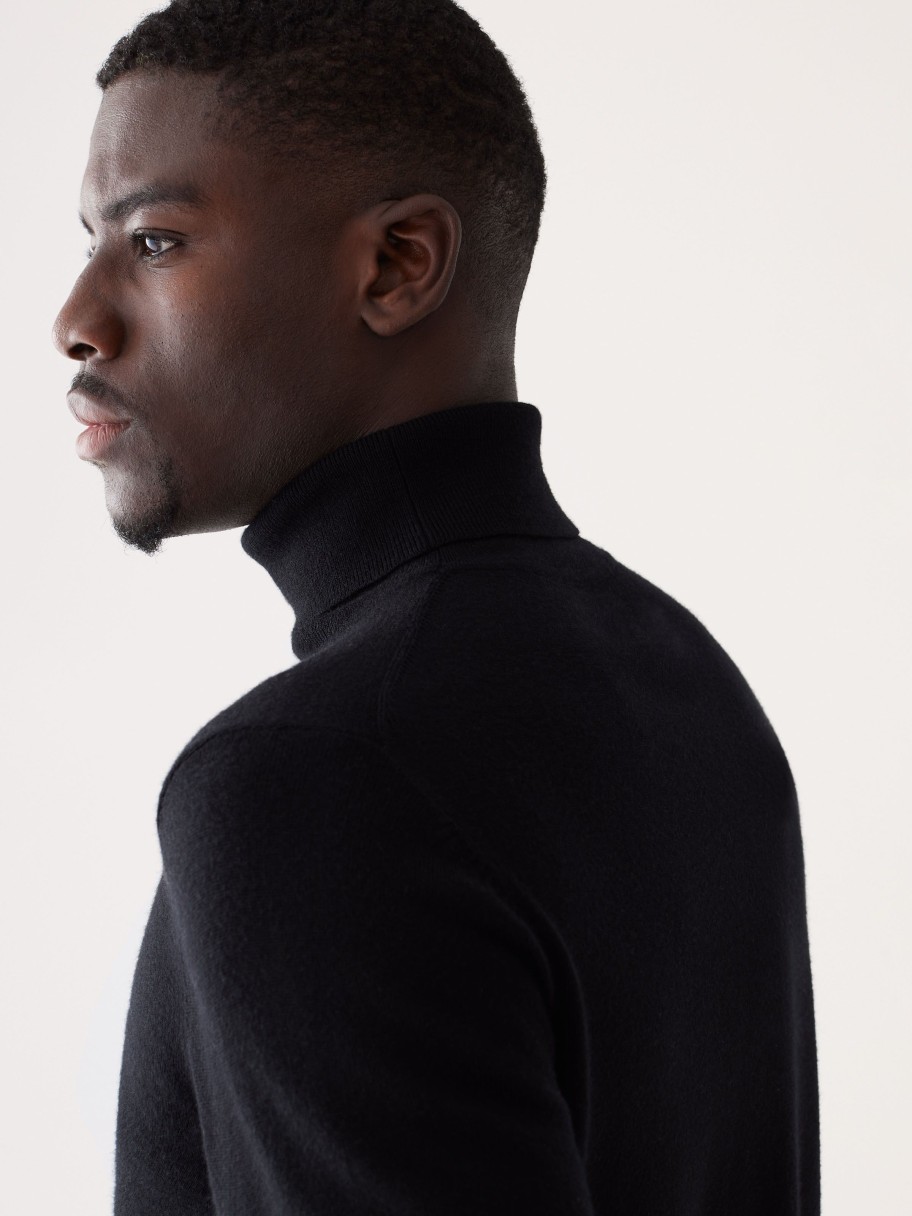 Men Frank And Oak Sweaters & Cardigans | The Merino Wool Turtleneck Sweater In Black