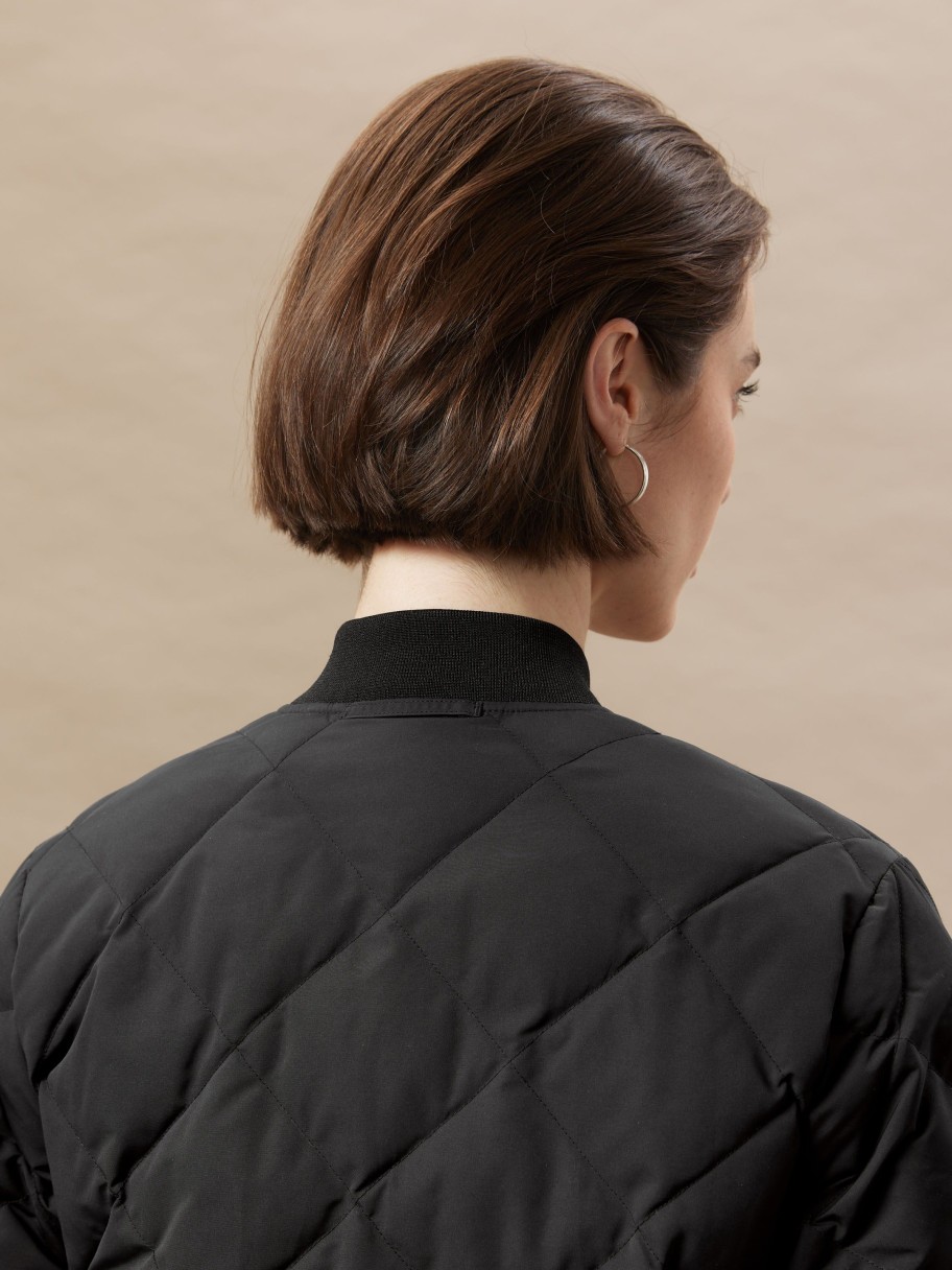 Women Frank And Oak Jackets & Coats | The Skyline Reversible Maxi Bomber In Black