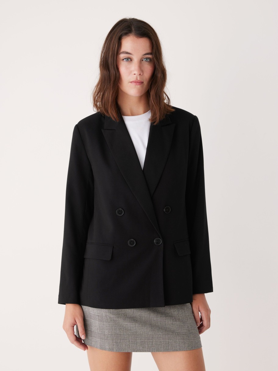 Women Frank And Oak Blazers & Overshirts | The Double Breasted Blazer In Black